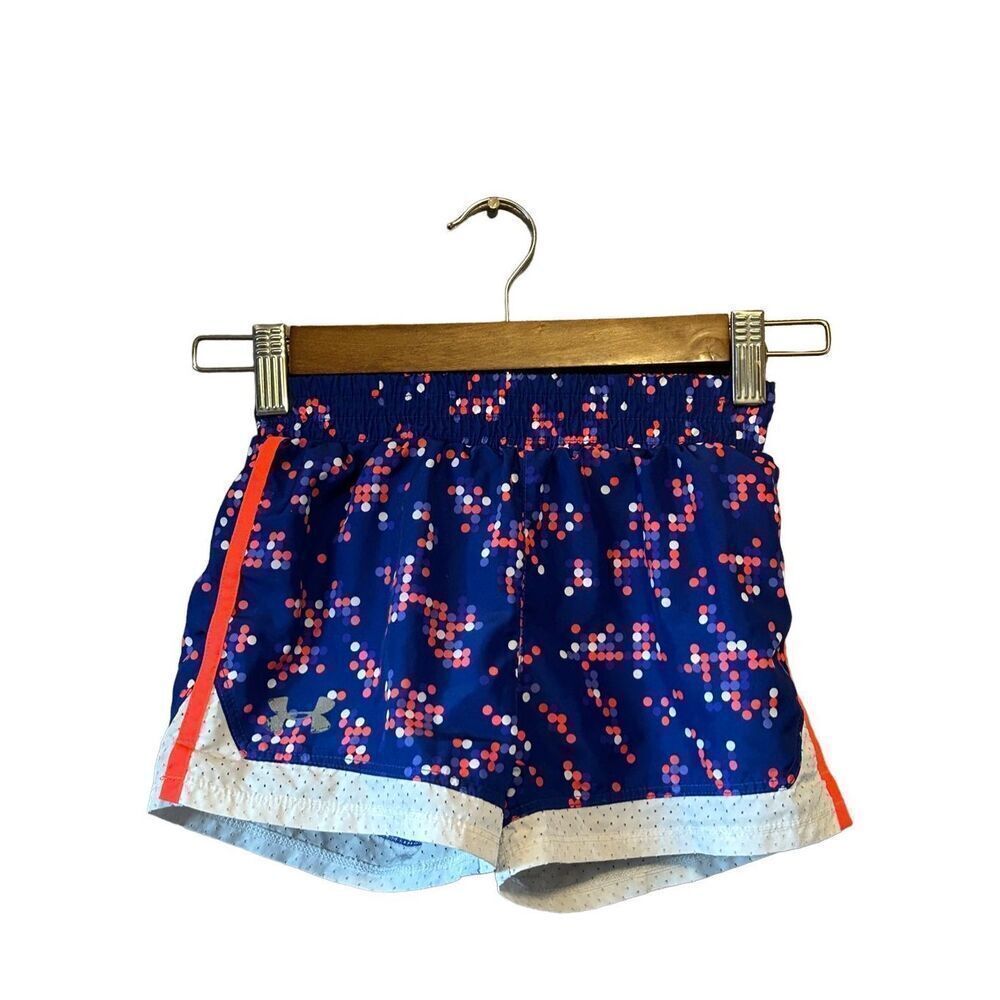 Under Armour Kids Girls Blue Dot Print Athletic Shorts Size 6